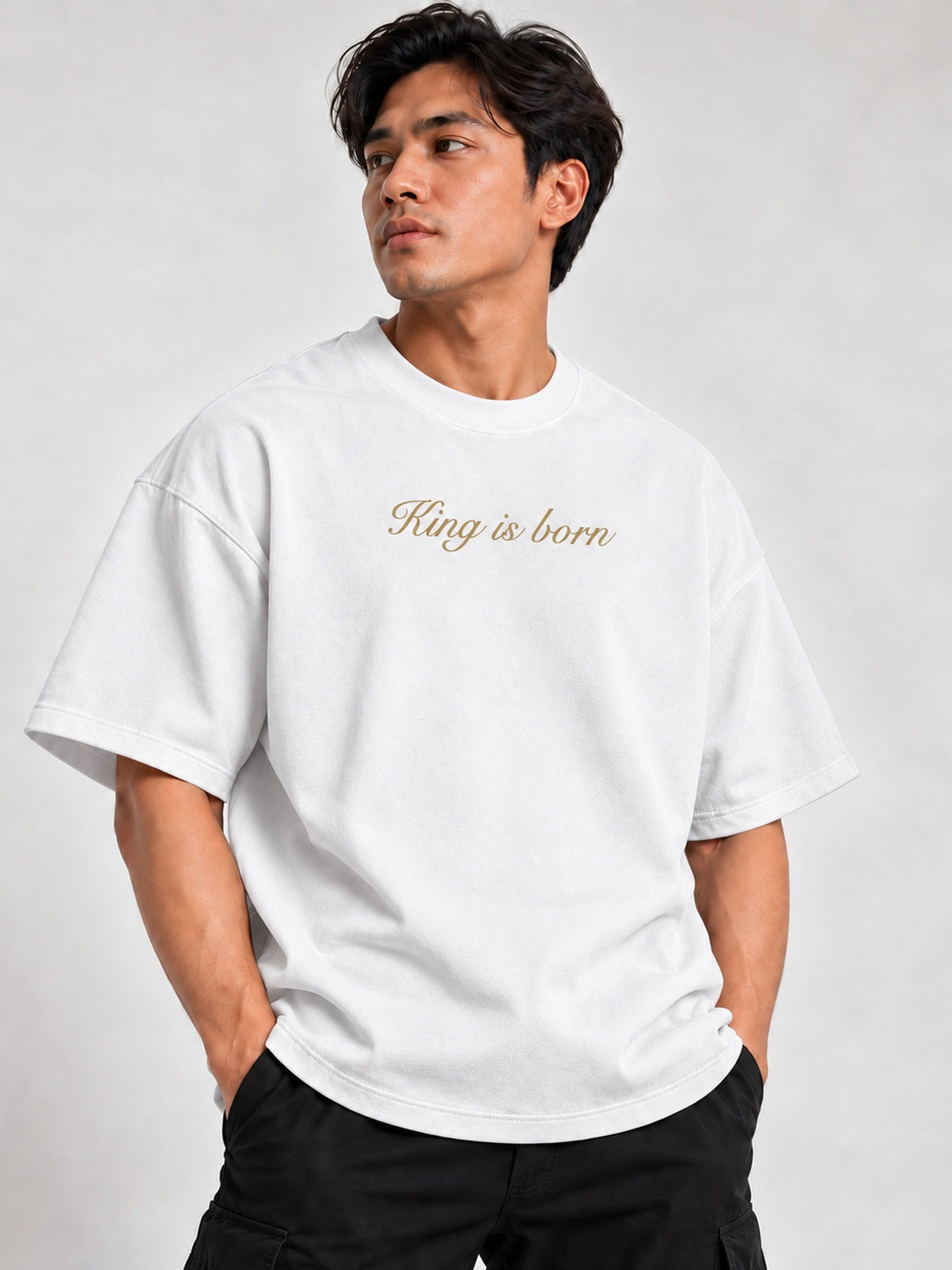 PS23 Embroidery King is born Oversized Heavyweight T Shirt