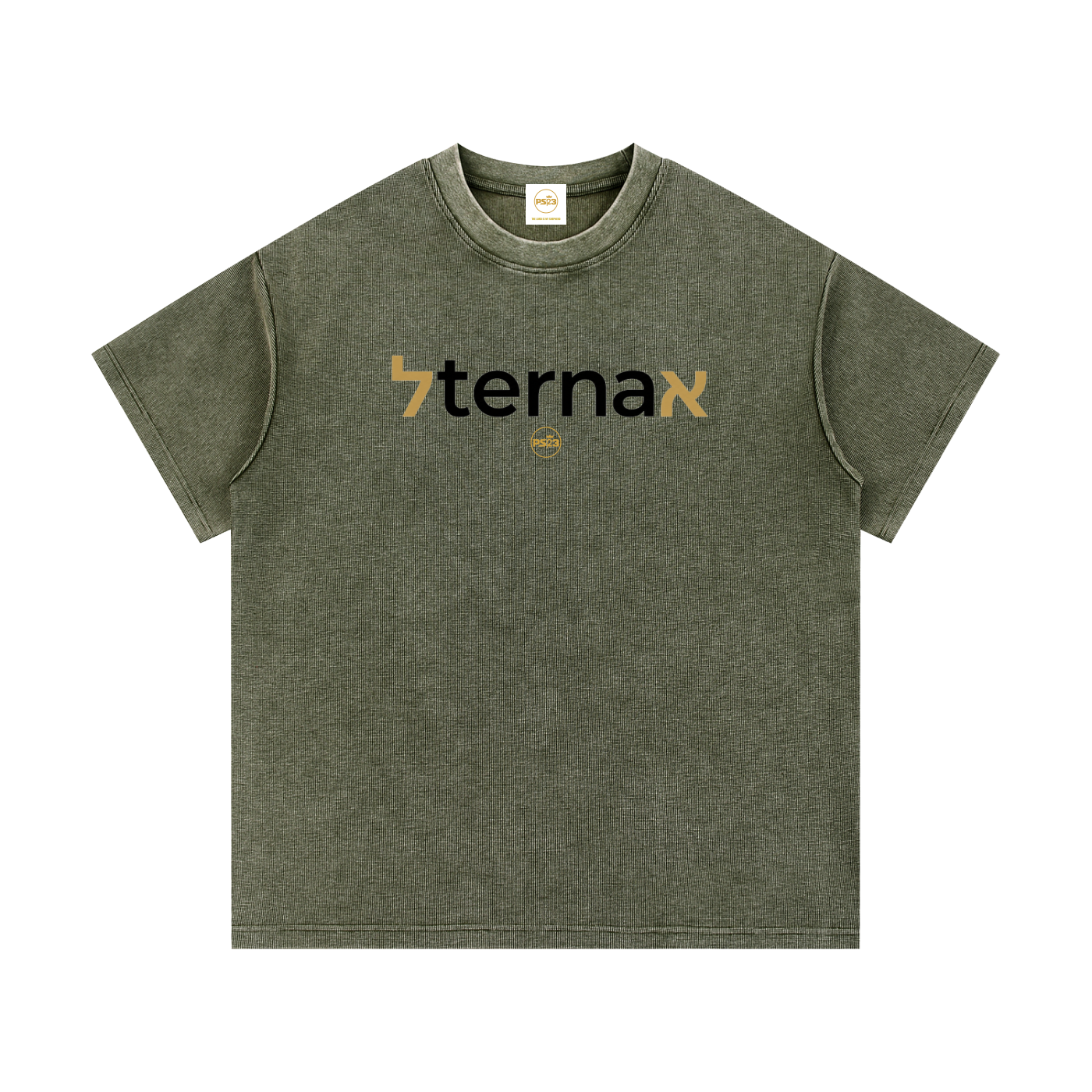 PS23 Bilingual eternal Mineral Wash Waffle Knit T-Shirt