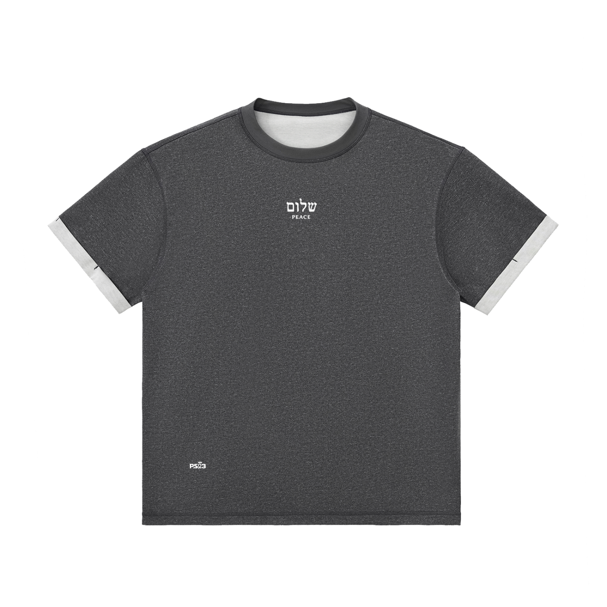 PS23 Hebrew Peace Contrast Cuff Cuffed T-Shirt