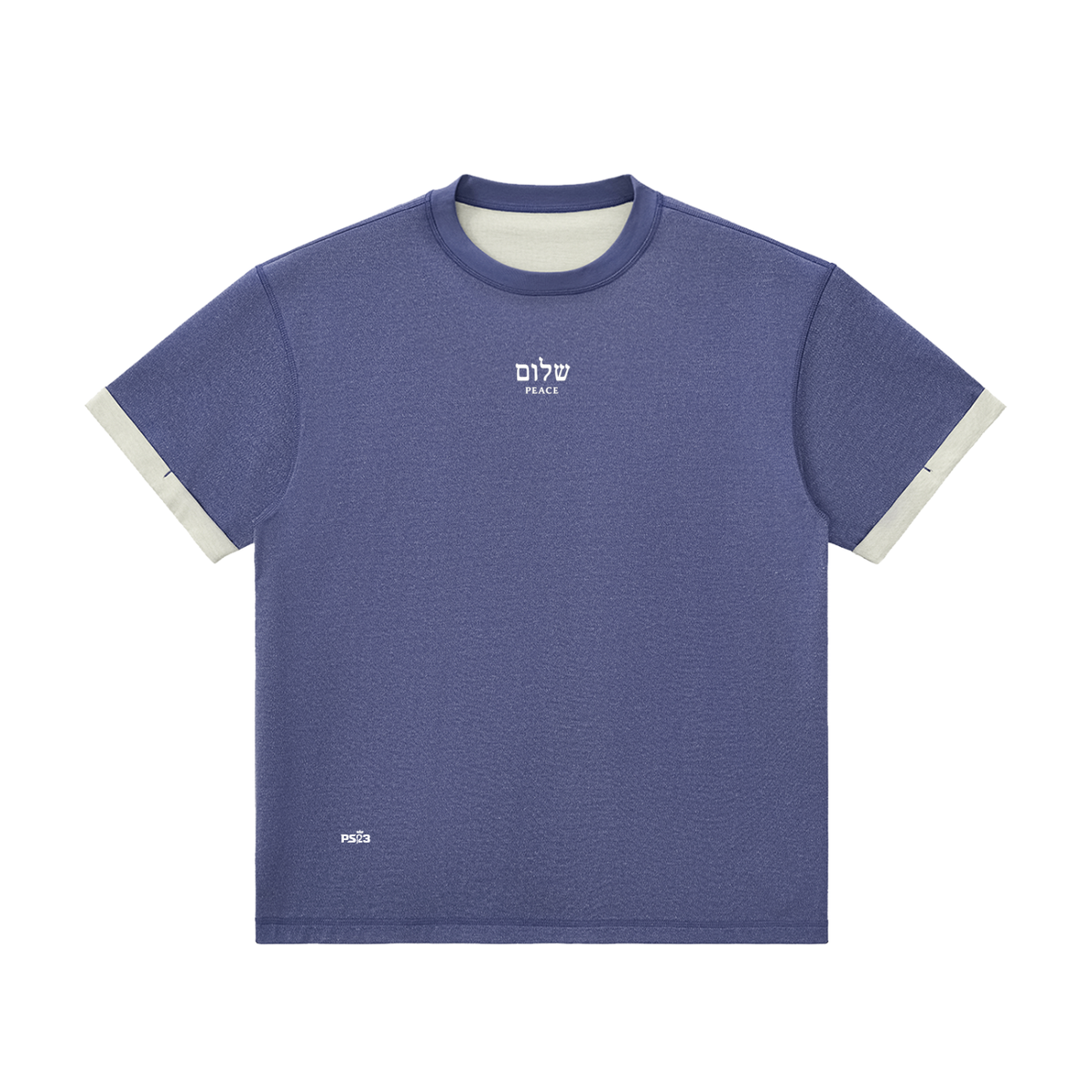 PS23 Hebrew Peace Contrast Cuff Cuffed T-Shirt