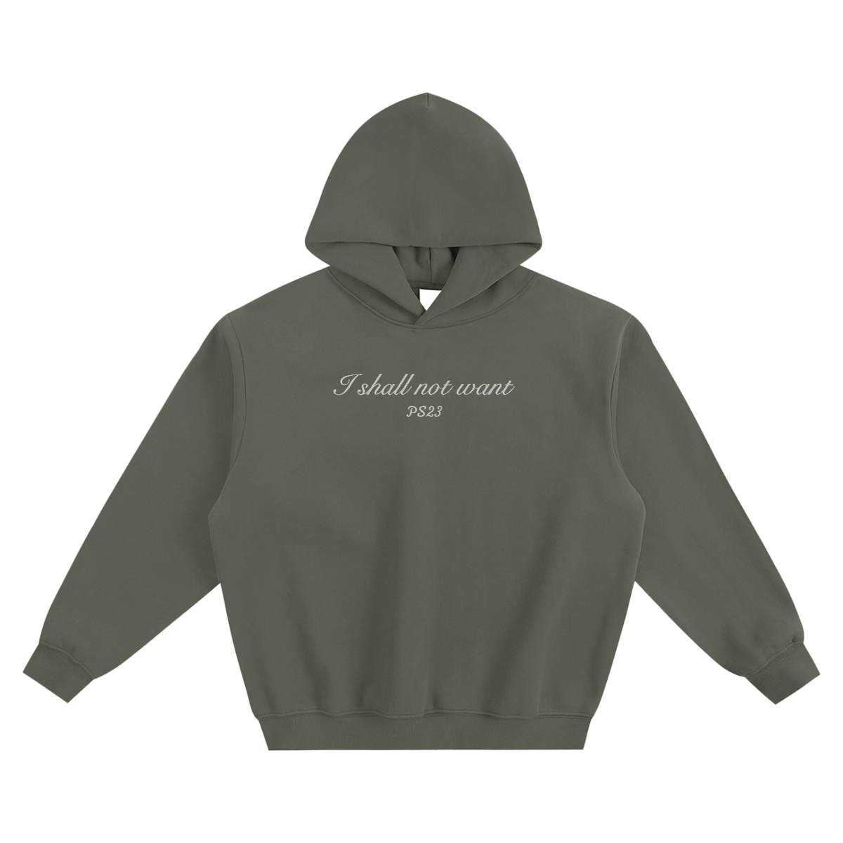 PS23 Embroidery I shall not want Fleeced Boxy Hoodie