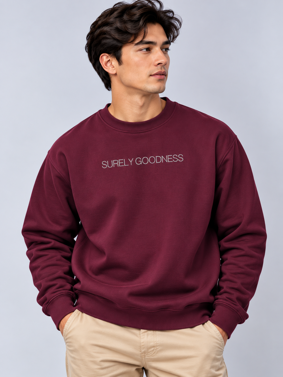 PS23 Embroidery Surely Goodness Essential Heavyweight Crewneck Sweatshirt