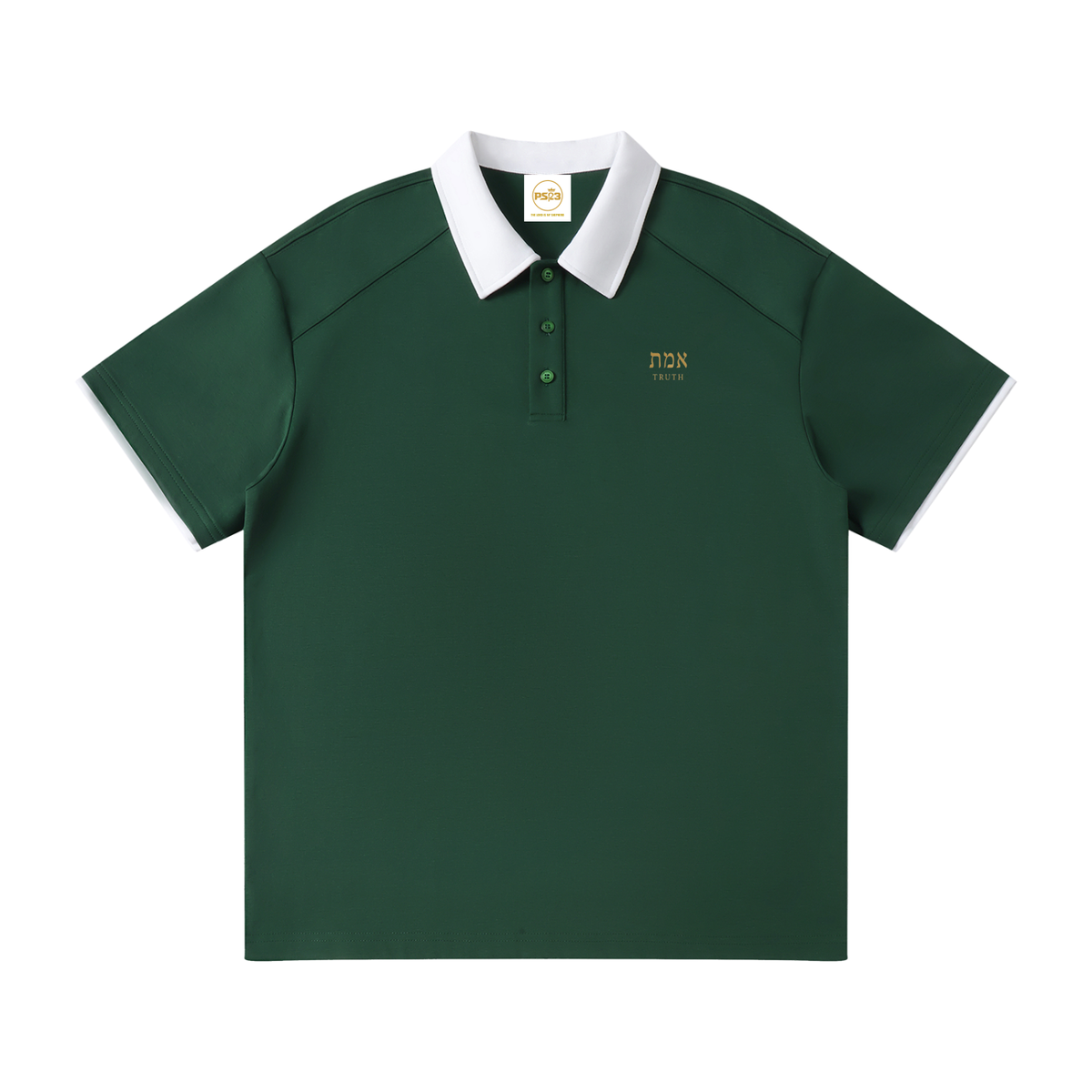 PS23 Hebrew Truth Contrast Collar Raglan Polo Shirt