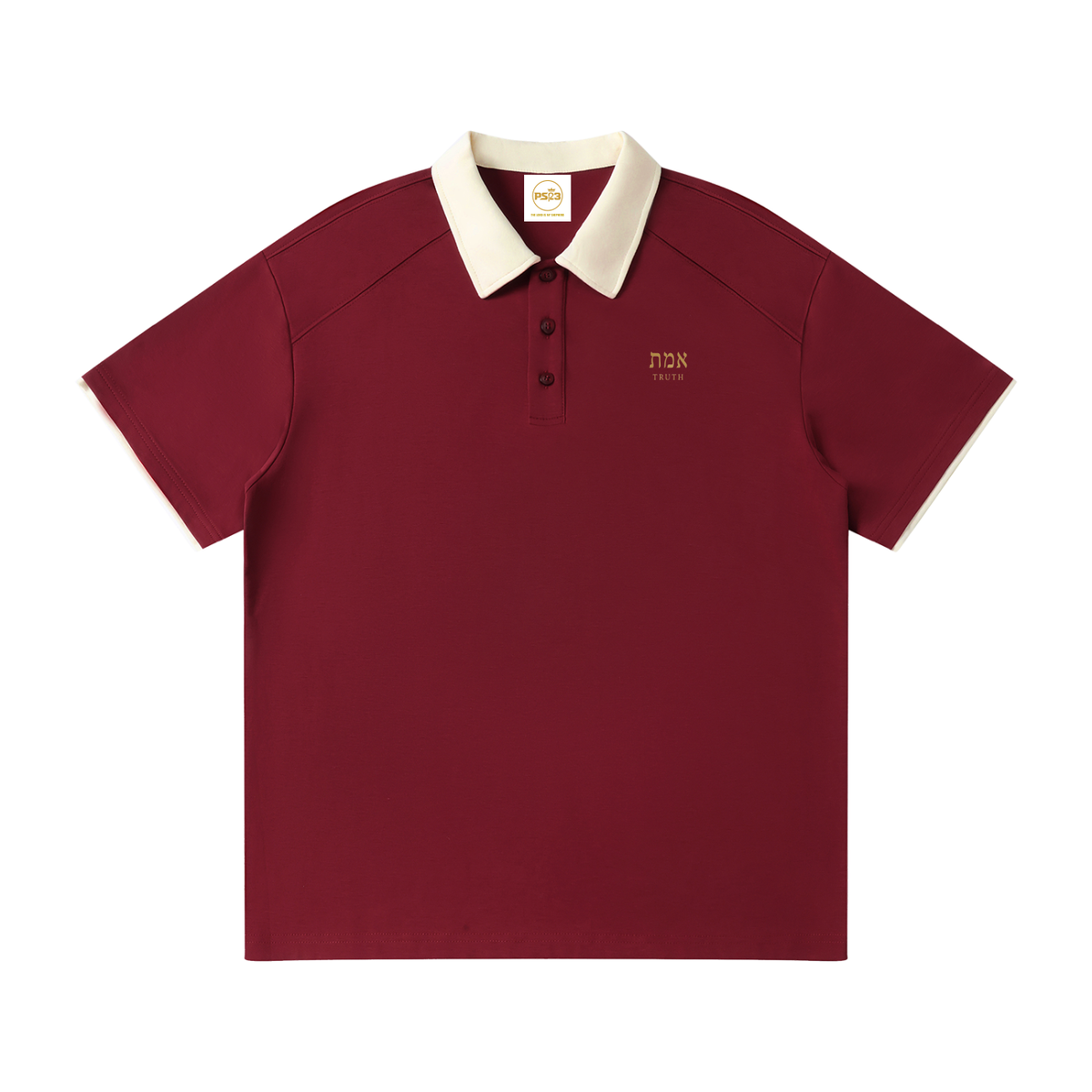 PS23 Hebrew Truth Contrast Collar Raglan Polo Shirt