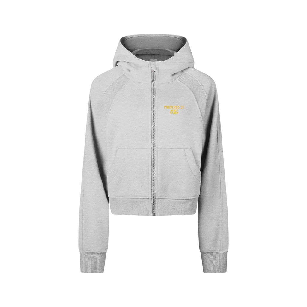 PS23 Women Proverbs 31 Dignity Wisdom Cropped Zip-Through Hoodie