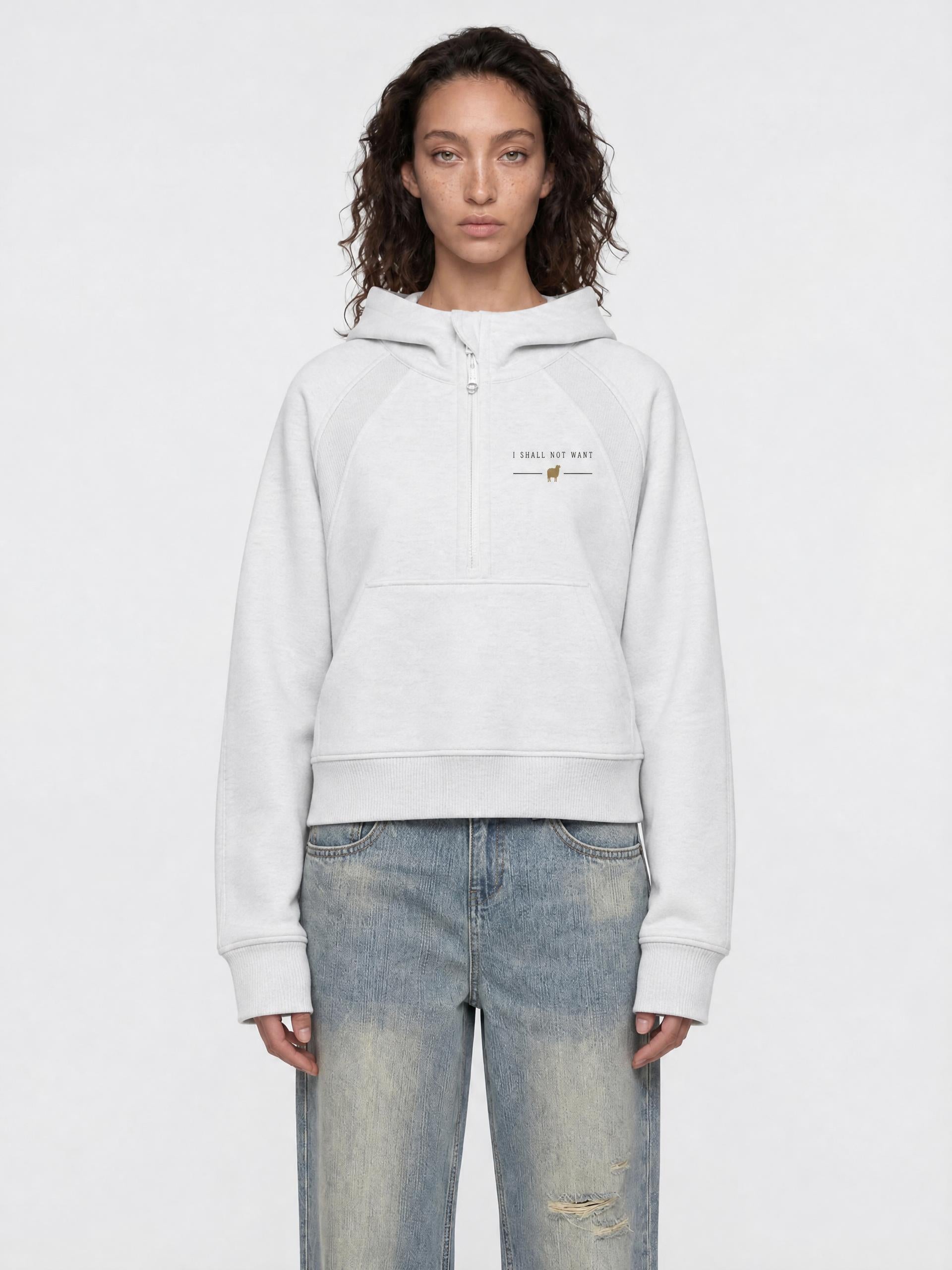 PS23 Women I shall not want Cropped Half-Zip Hoodie