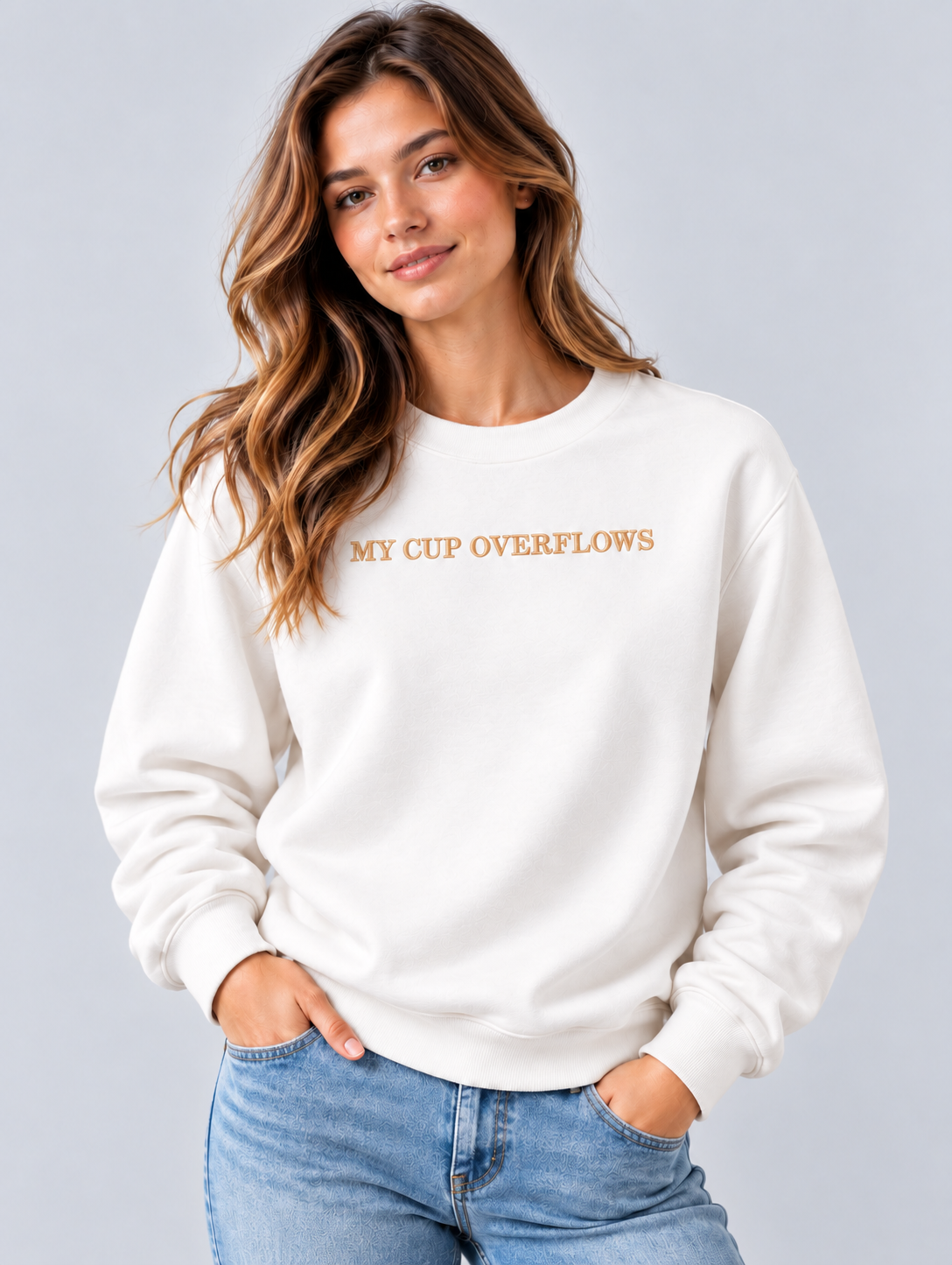 PS23 Embroidery My cup overflows Essential Heavyweight Crewneck Sweatshirt