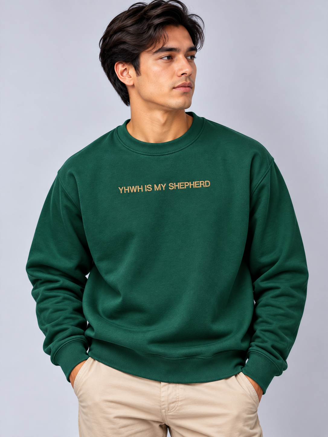 PS23 Embroidery YHWH is my Shepherd Essential Heavyweight Crewneck Sweatshirt