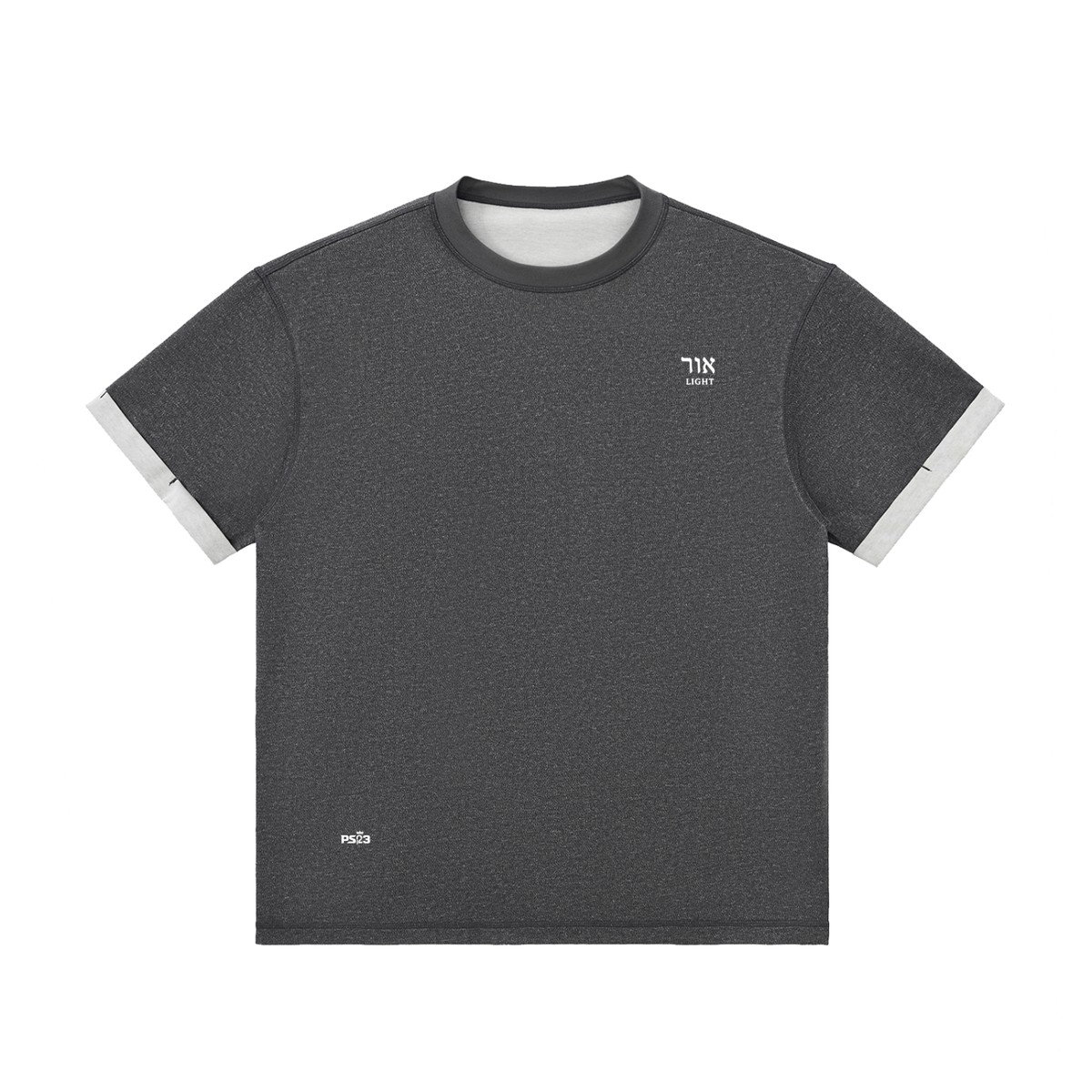 PS23 Hebrew Light Contrast Cuff Cuffed T-Shirt