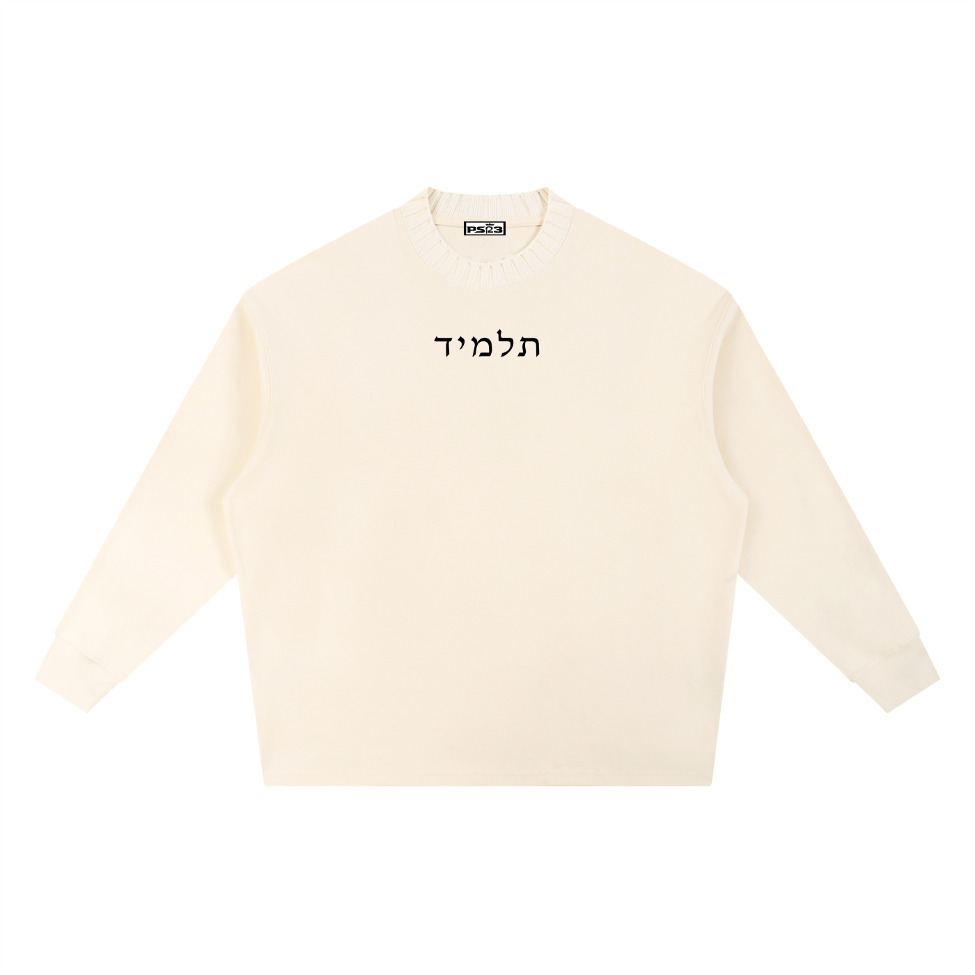 PS23 Hebrew Disciple Black Ink Knitted Round Neck Oversize Sweatshirt
