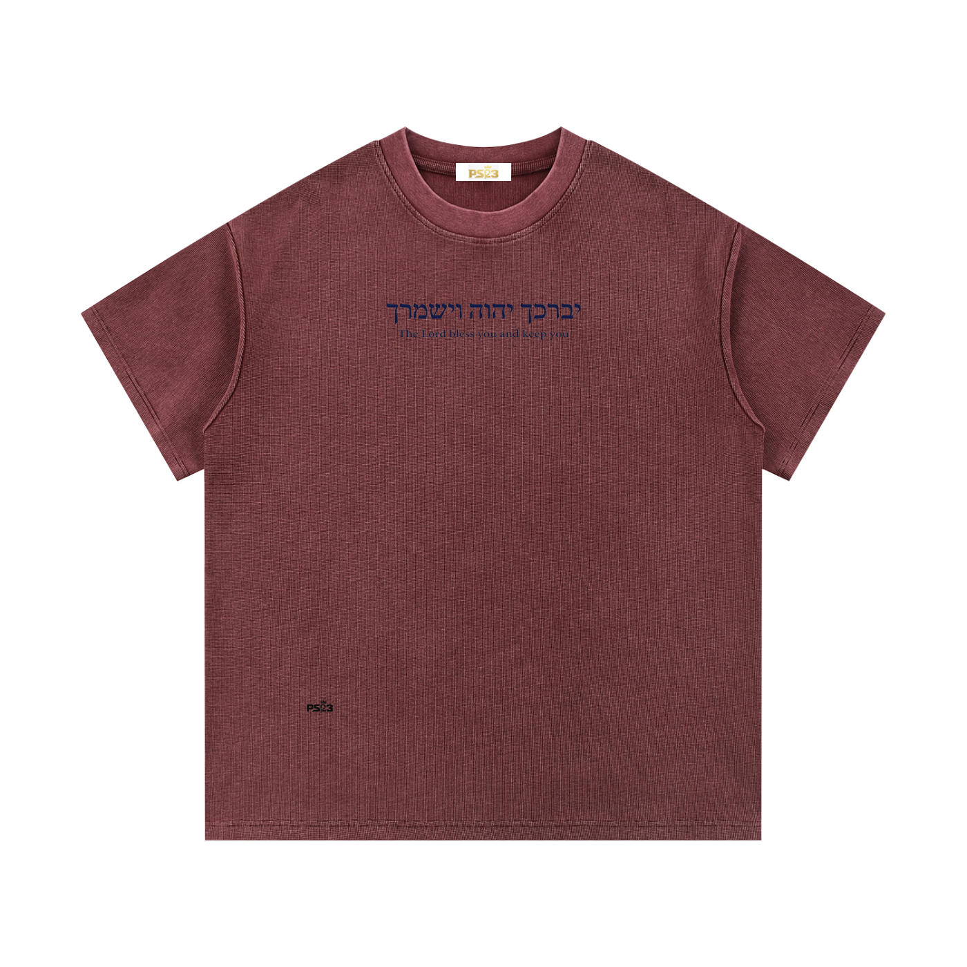 PS23 Hebrew The Lord Bless You and Keep You Mineral Wash Waffle Knit T-Shirt