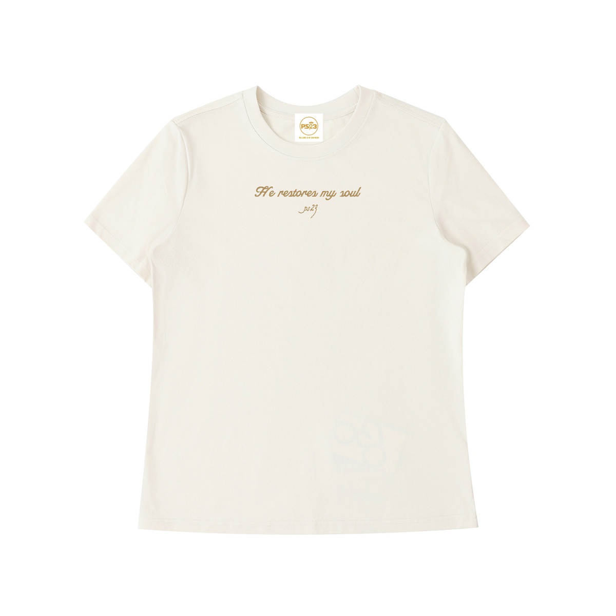 PS23 Embroidery He restores my soul Women Essential Standard Shoulder T-Shirt