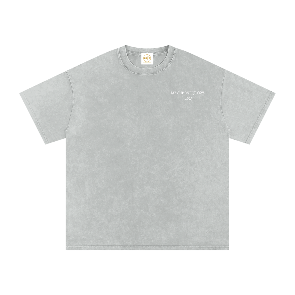 PS23 Embroidery My cup overflows Snow Washed Oversized T-Shirt
