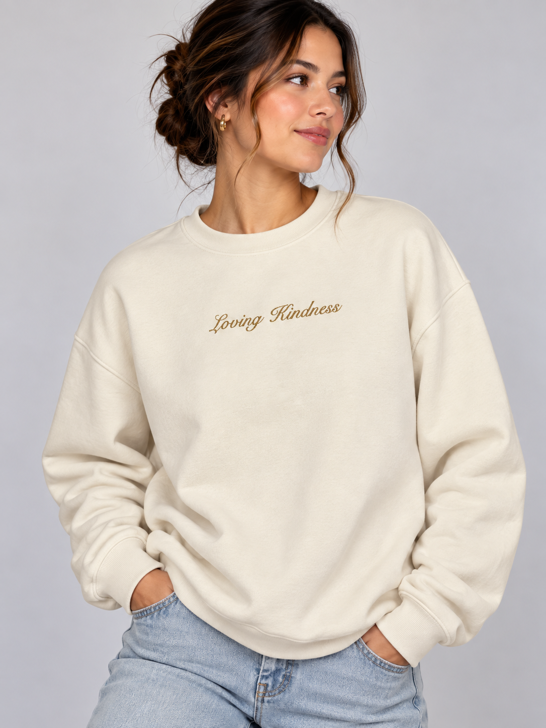 PS23 Embroidery Loving kindness Essential Heavyweight Crewneck Sweatshirt