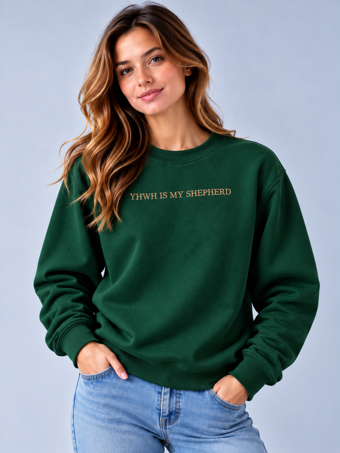 PS23 Embroidery YHWH is my Shepherd Essential Heavyweight Crewneck Sweatshirt