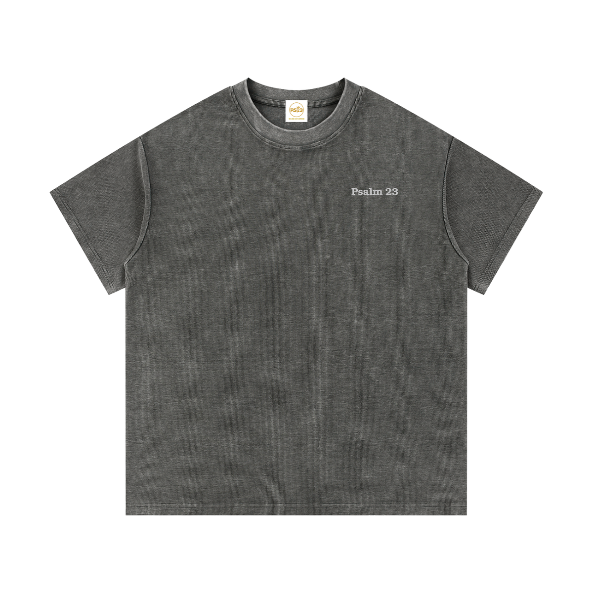 PS23 Embroidery Psalm 23 Mineral Wash Waffle Knit T-Shirt