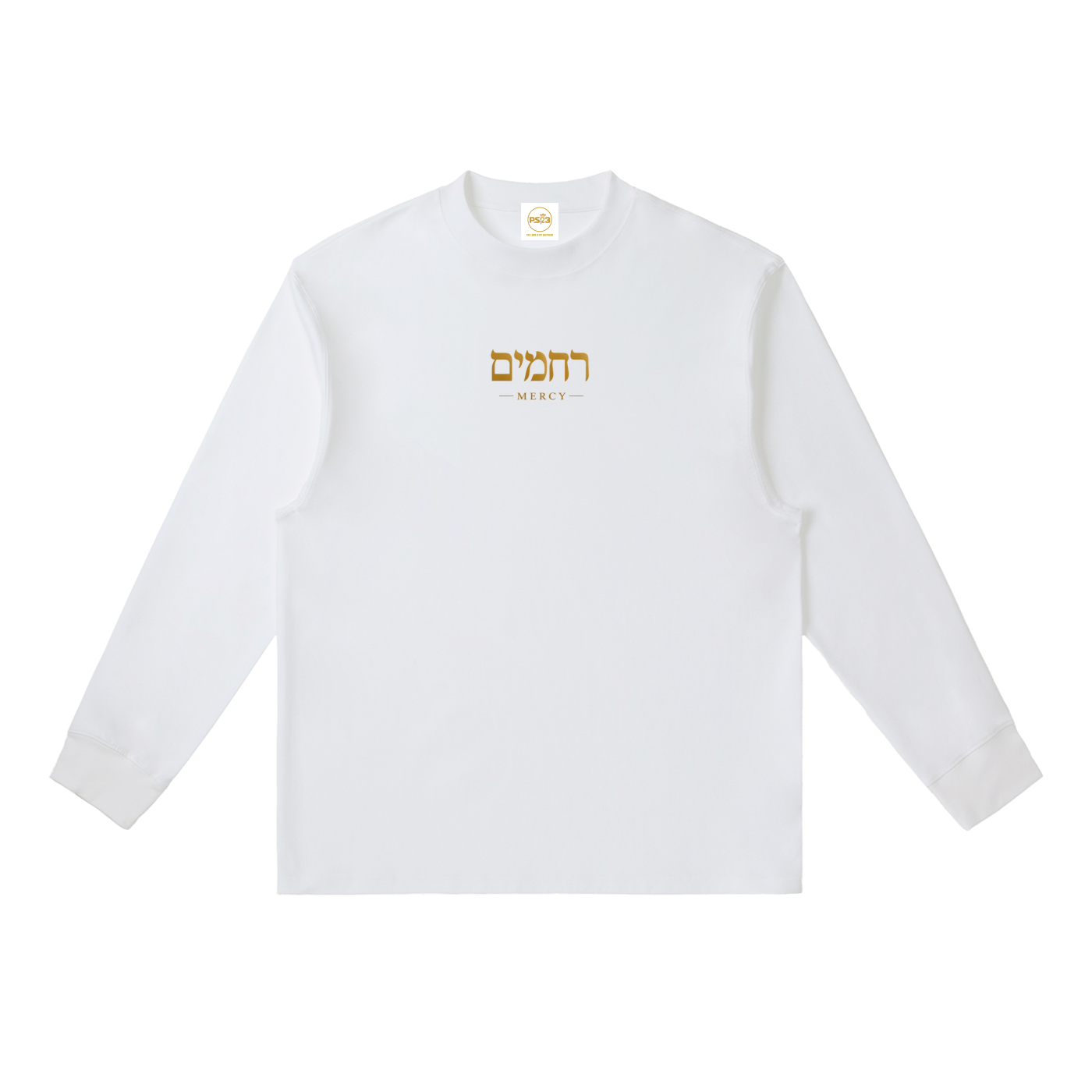 PS23 Hebrew Mercy Essential Crewneck Long-Sleeve T-Shirt