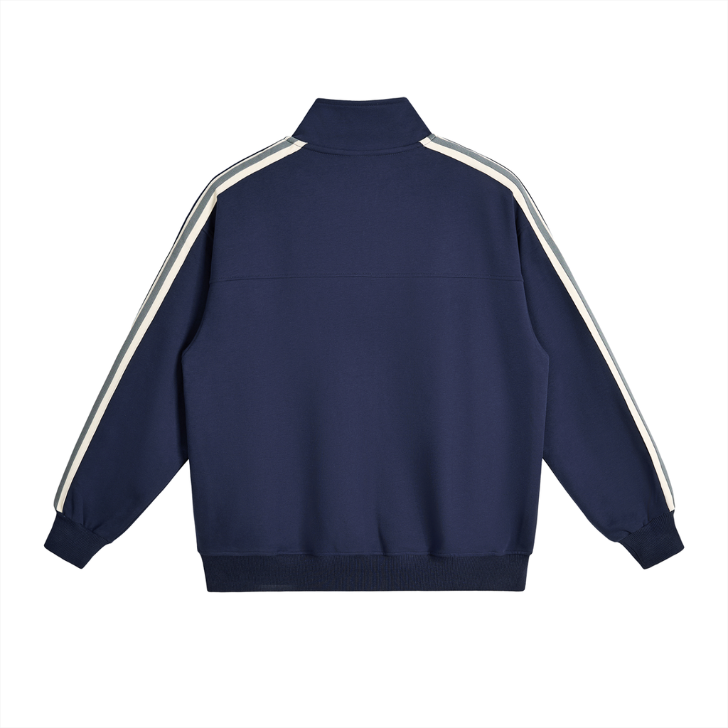 PS23 Hebrew Love Contrast Side-Stripe Stand Collar  Jacket