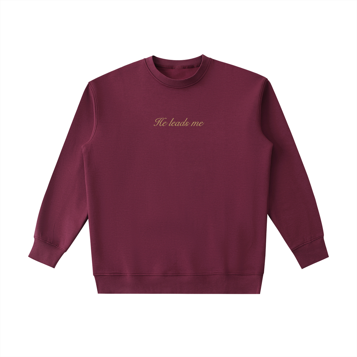 PS23 Embroidery He leads me Essential Heavyweight Crewneck Sweatshirt