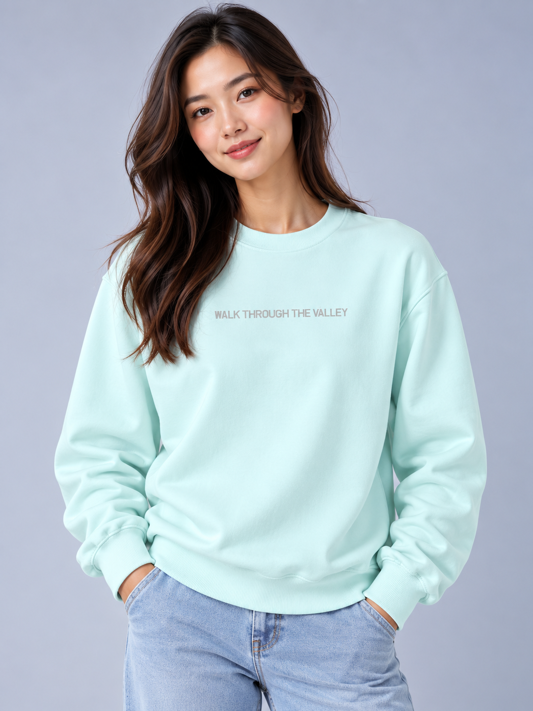 PS23 Embroidery Walk through the valley Essential Heavyweight Crewneck Sweatshirt