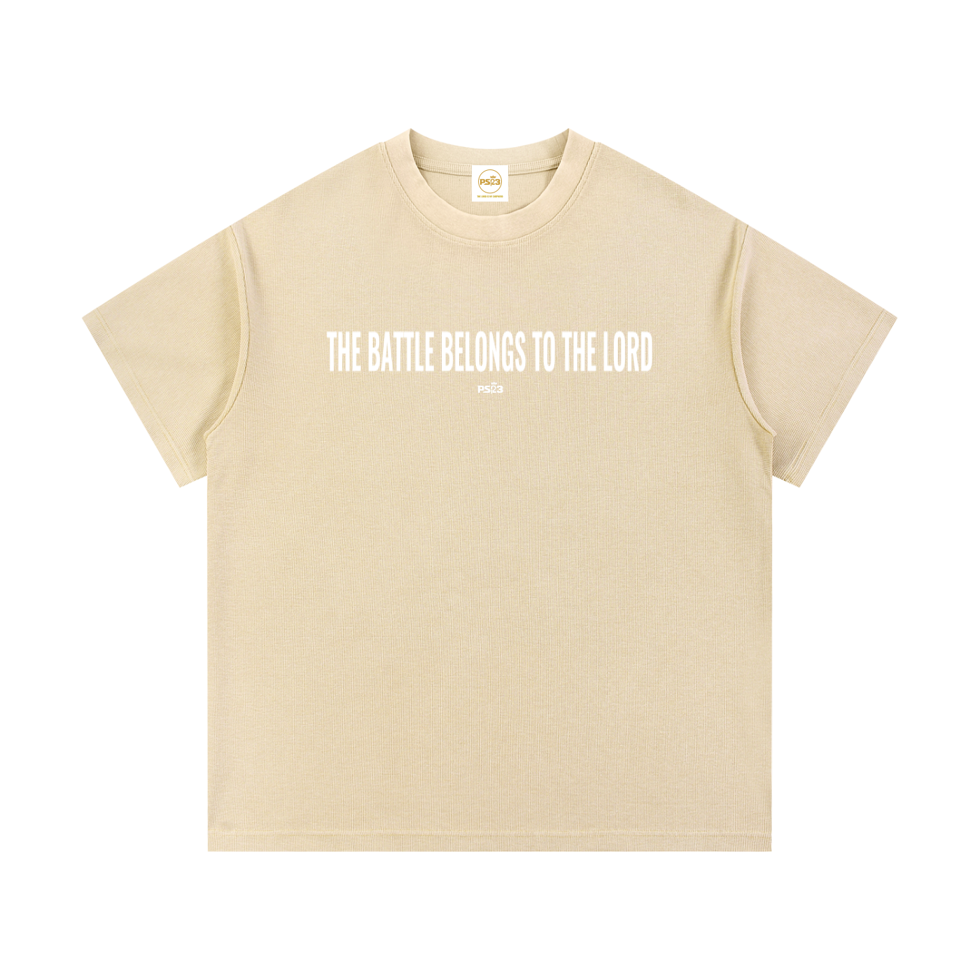 PS23 The battle belongs to The Lord Mineral Wash Waffle Knit T-Shirt