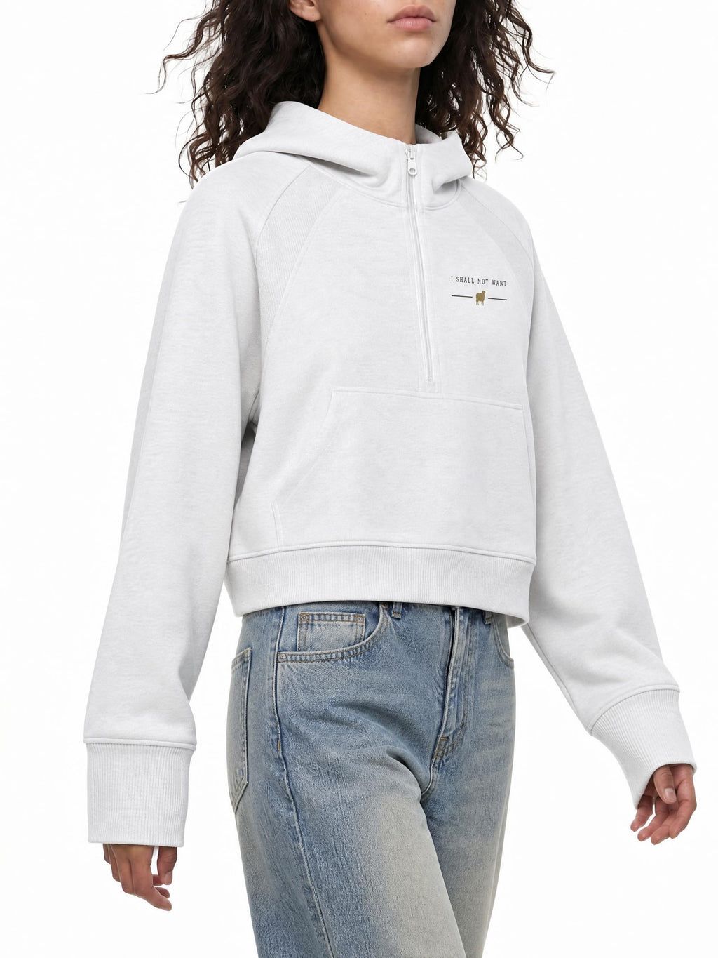 PS23 Women I shall not want Cropped Half-Zip Hoodie