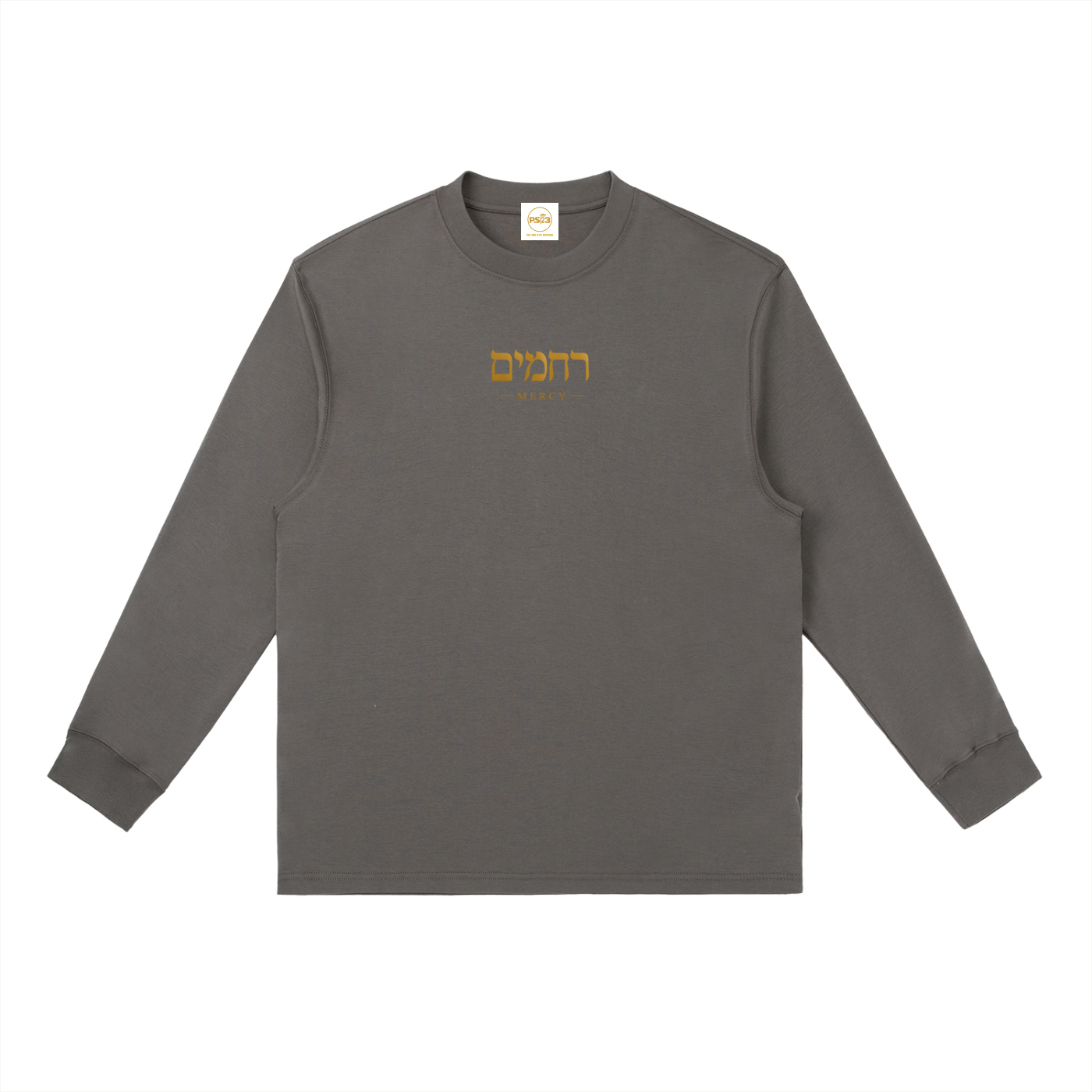 PS23 Hebrew Mercy Essential Crewneck Long-Sleeve T-Shirt