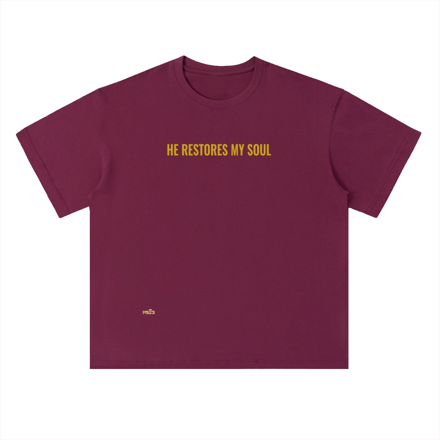 PS23 He restores my soul Heavyweight Drop Shoulder Cotton T-Shirt