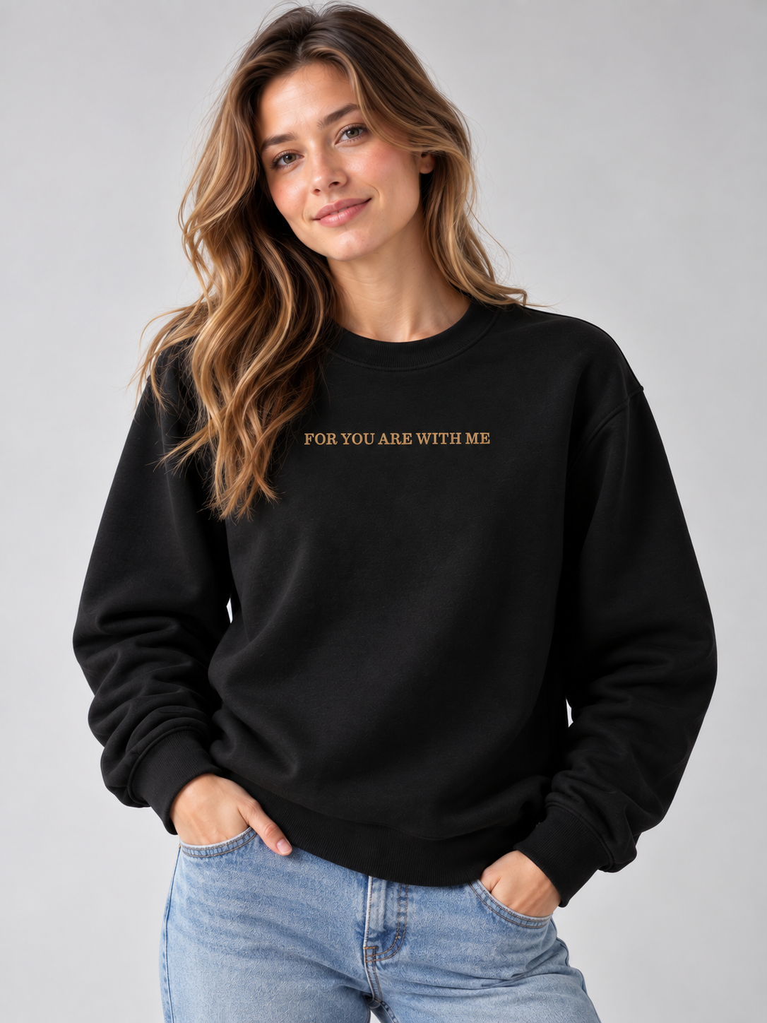 PS23 Embroidery For you are with me Essential Heavyweight Crewneck Sweatshirt