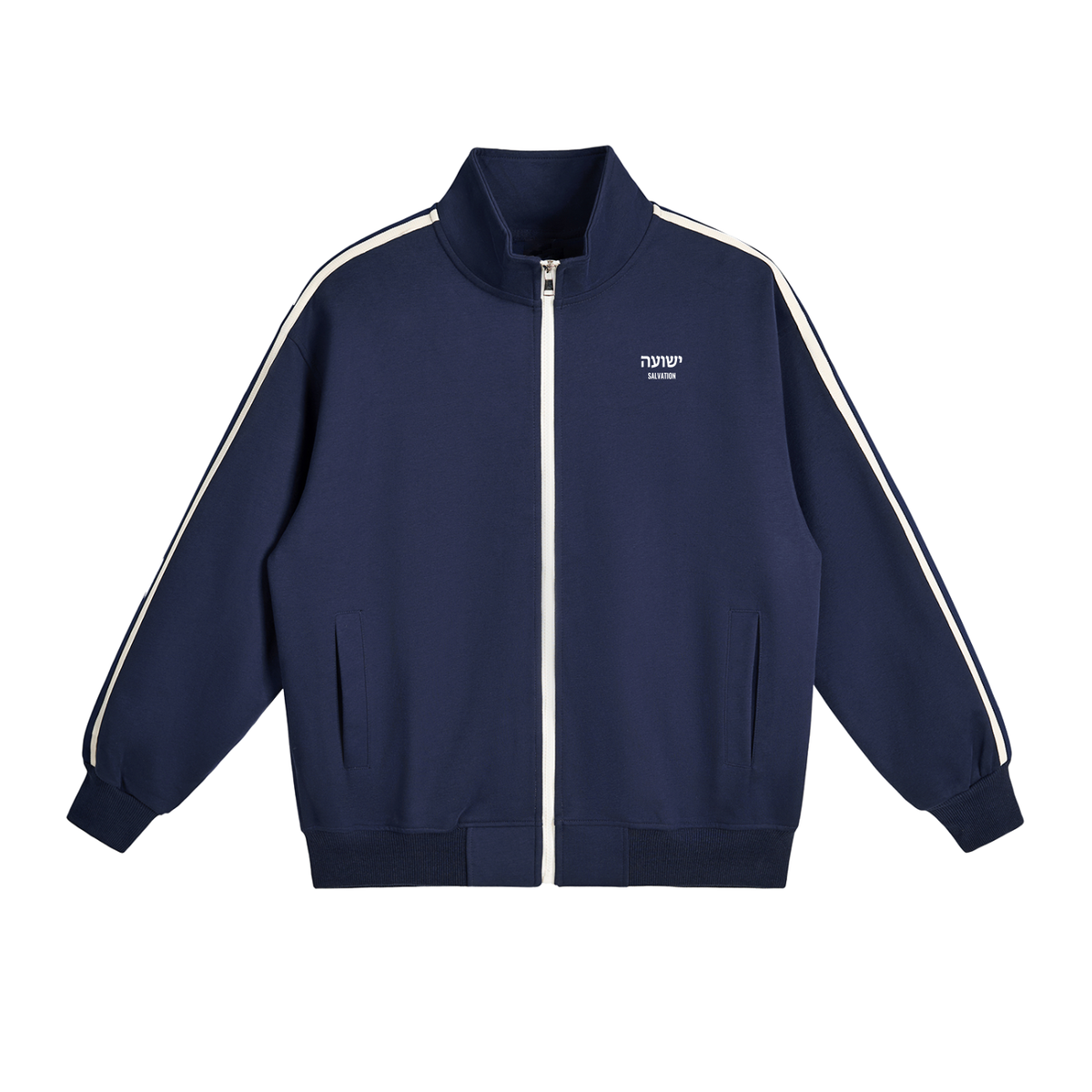 PS23 Hebrew Salvation Contrast Side-Stripe Stand Collar Jacket