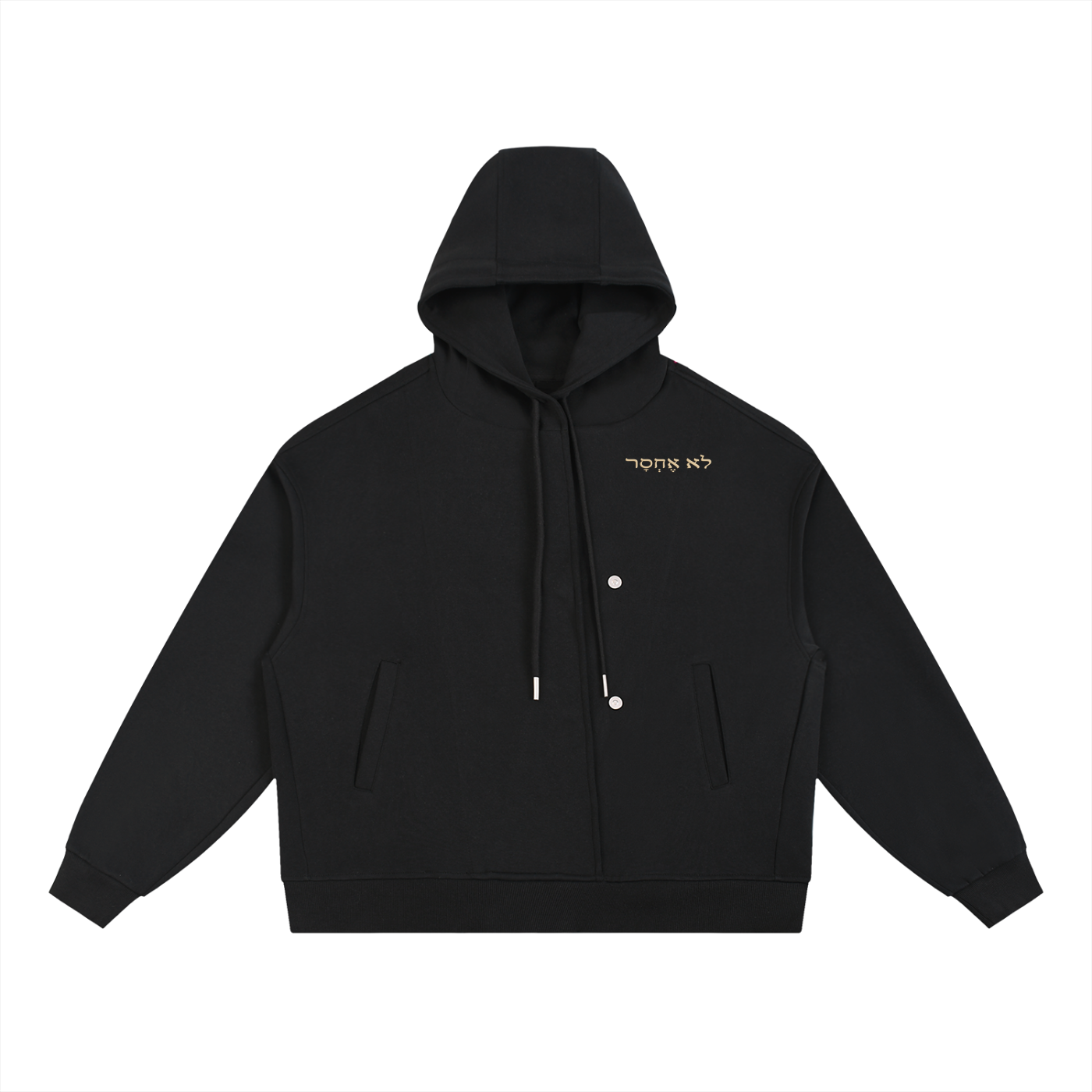 PS23 Hebrew I shall not want Boxy Button Placket Hoodie