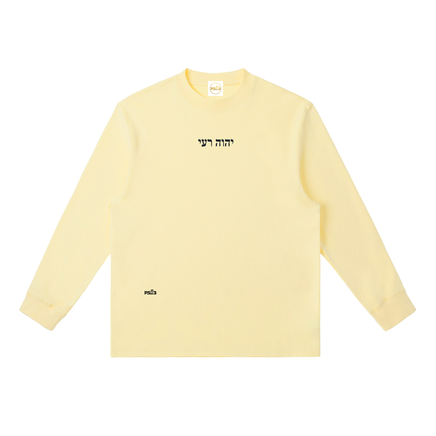 PS23 Hebrew The Lord is my shepherd Essential Crewneck Long-Sleeve T-Shirt