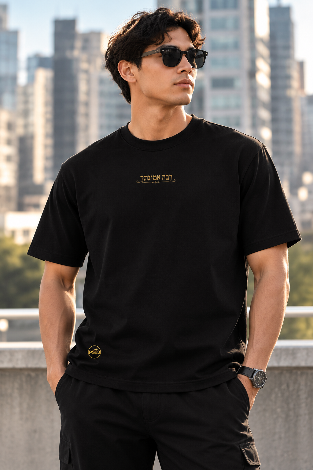 PS23 Hebrew Great is thy faithfulness Sorona Quick-Dry Cooling T-Shirt
