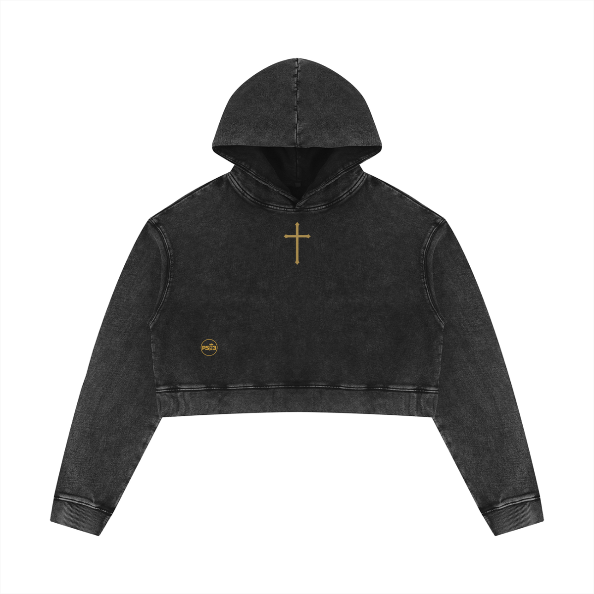 The Cross Women’s Mineral-Washed Christian Crop Hoodie