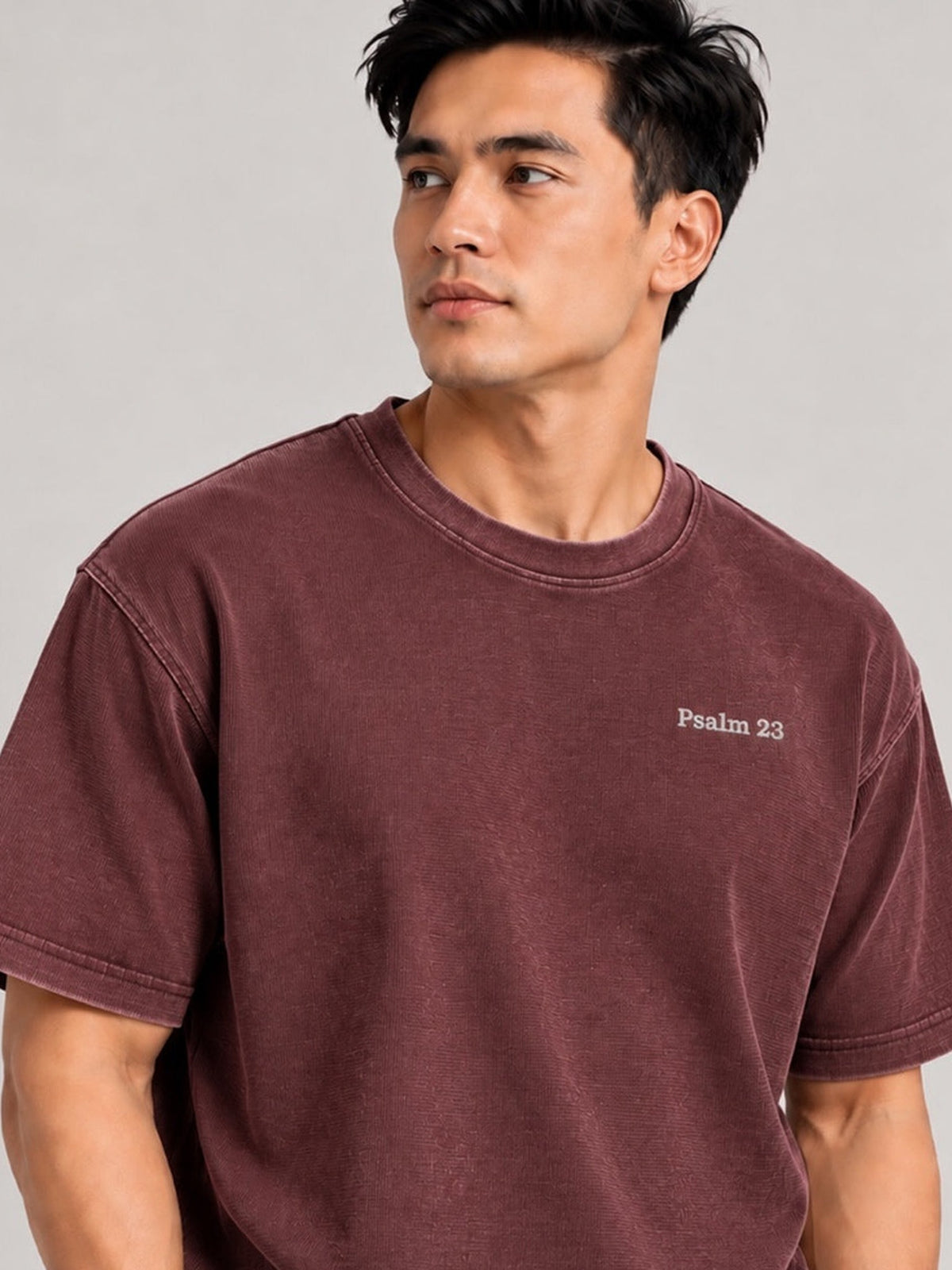 PS23 Embroidery Psalm 23 Mineral Wash Waffle Knit T-Shirt