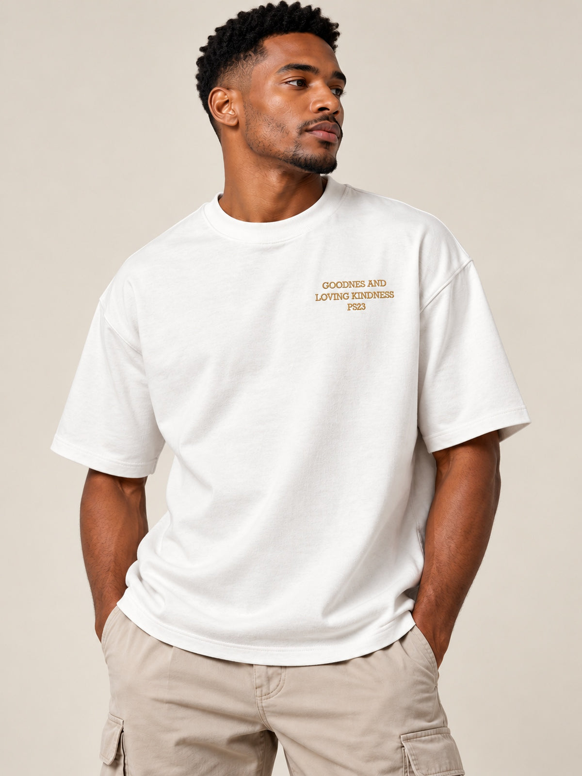 PS23 Embroidery Goodness and Loving kindness Heavyweight Cotton T-Shirt