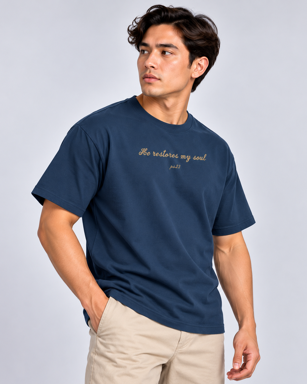 PS23 Embroidery He Restores My Soul Sorona Quick-Dry Cooling T-Shirt