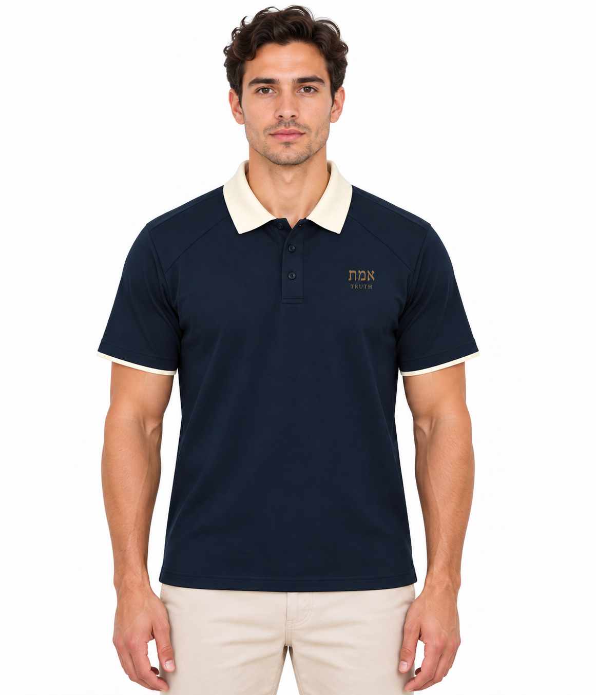 PS23 Hebrew Truth Contrast Collar Raglan Polo Shirt