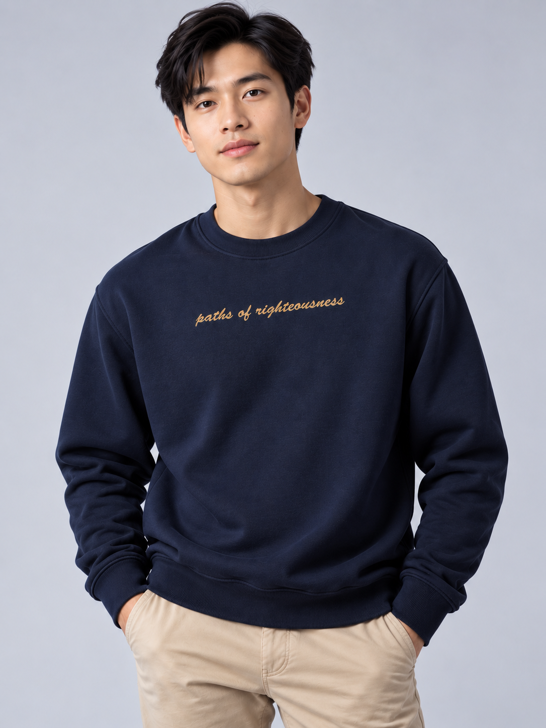 PS23 Embroidery paths of righteousness Essential Heavyweight Crewneck Sweatshirt