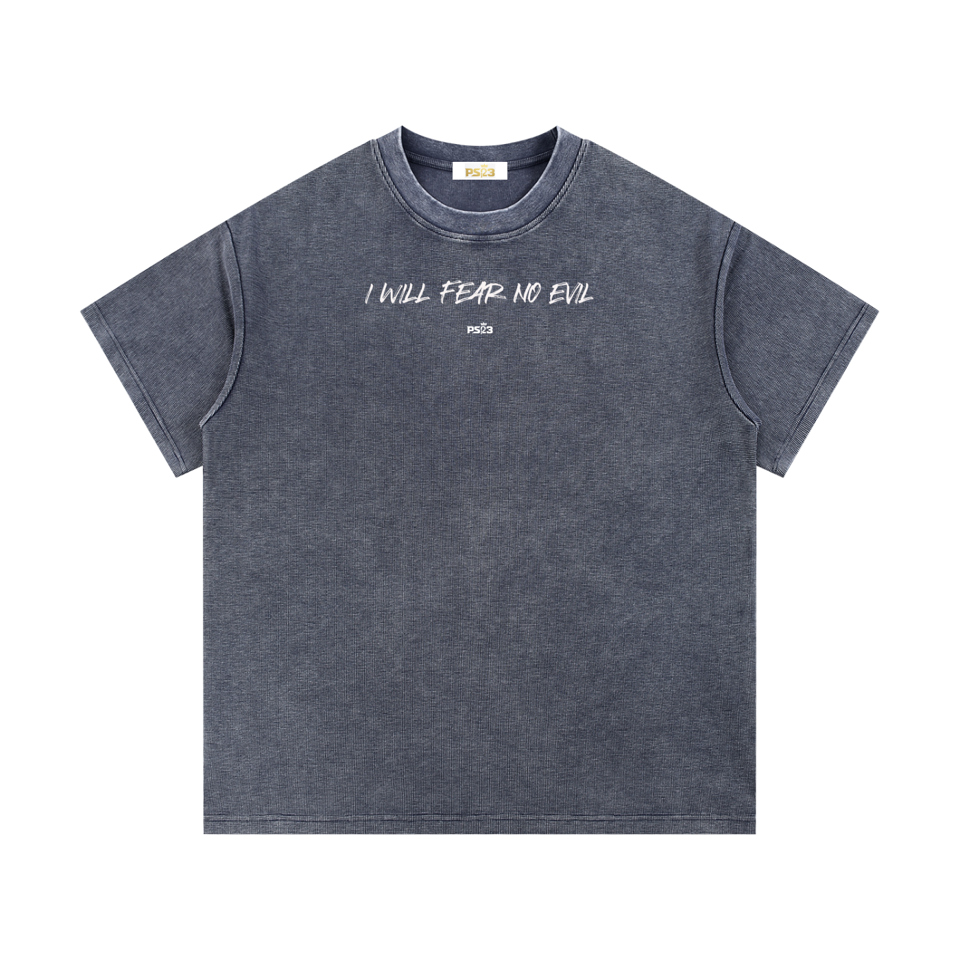 PS23 I will fear no evil Mineral Wash Waffle Knit T-Shirt