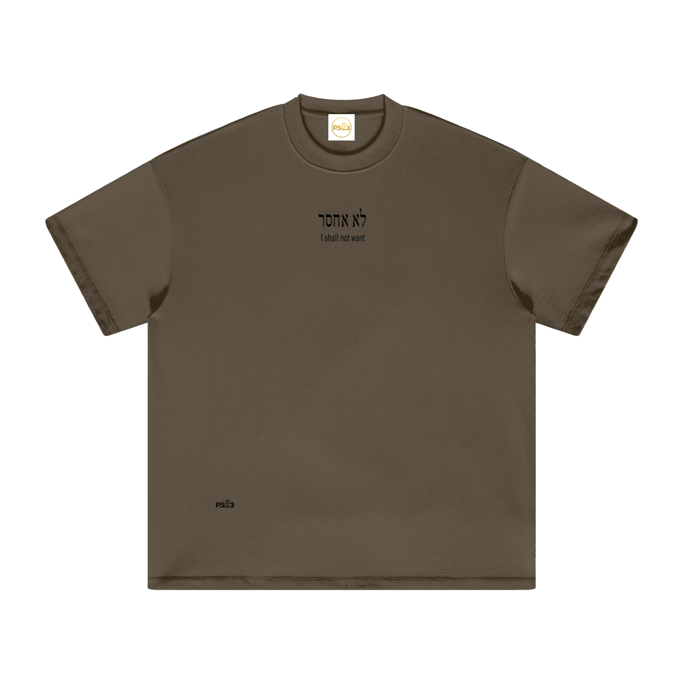 PS23 Hebrew I shall not want Heavyweight Earth Tone T-Shirt