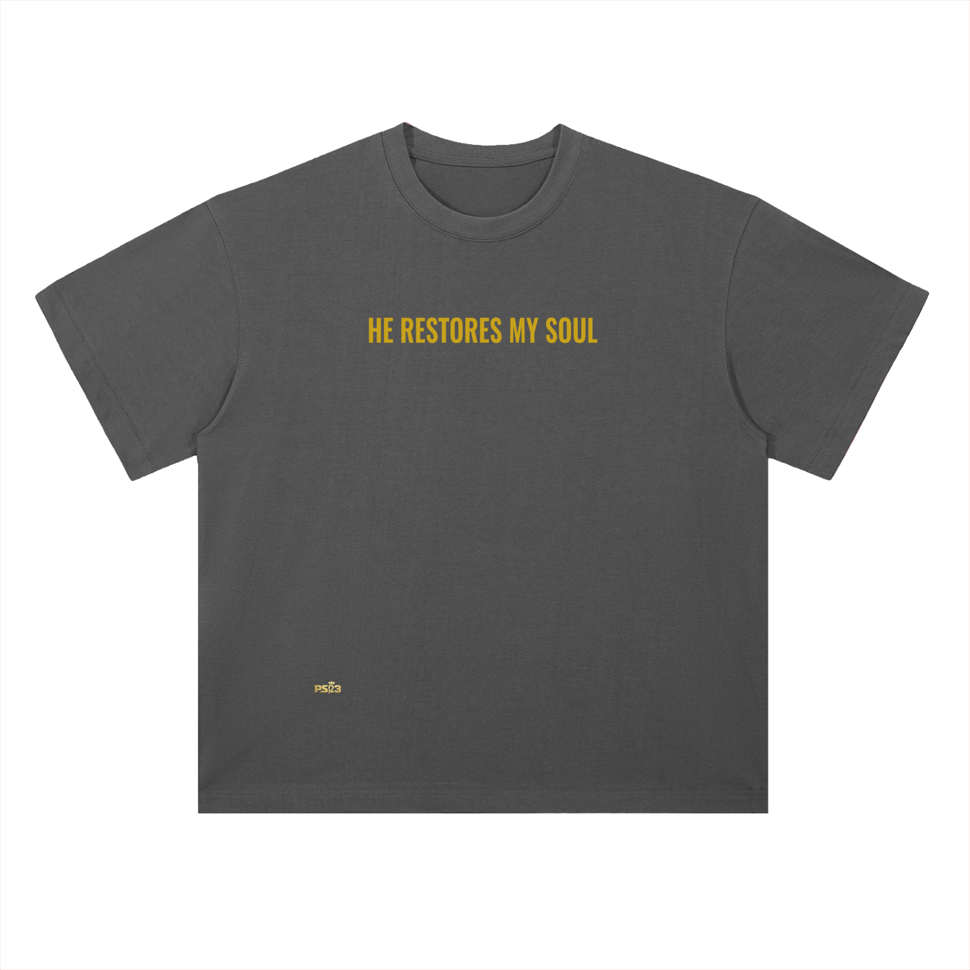 PS23 He restores my soul Heavyweight Drop Shoulder Cotton T-Shirt