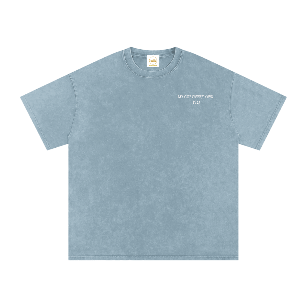PS23 Embroidery My cup overflows Snow Washed Oversized T-Shirt