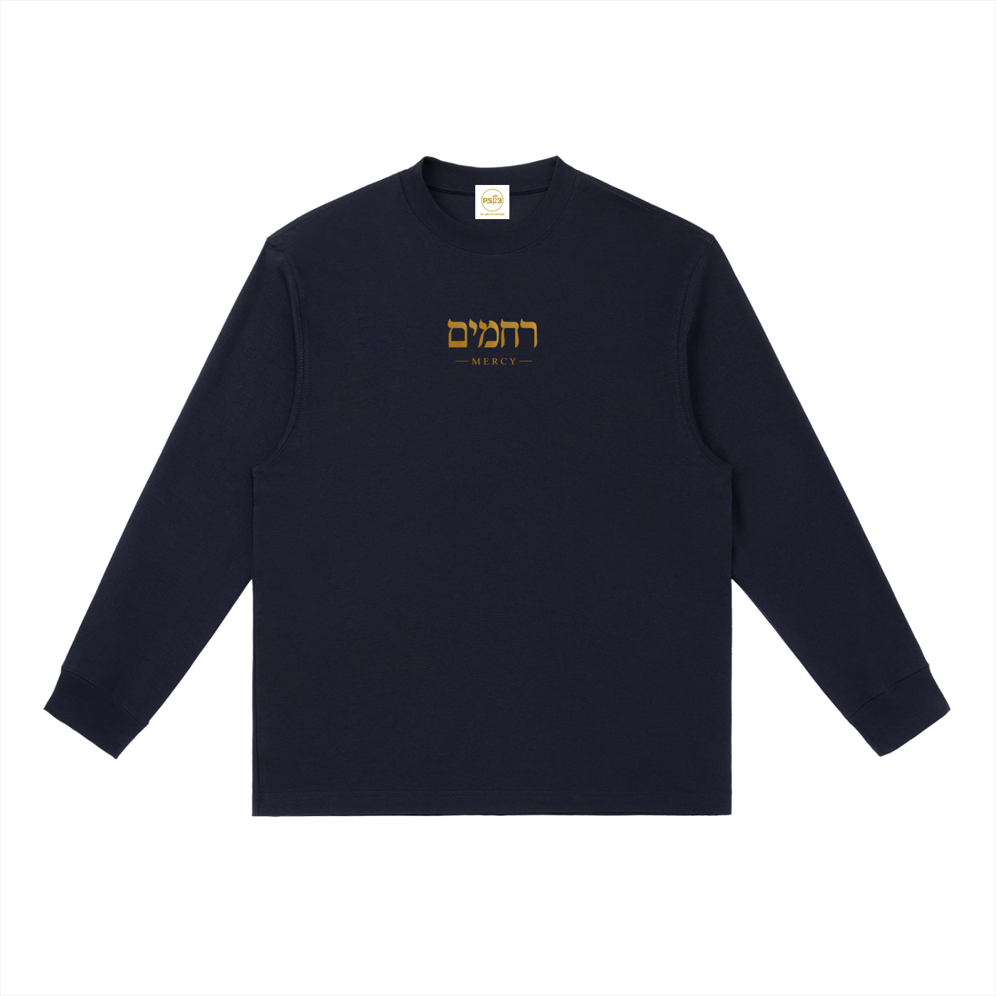 PS23 Hebrew Mercy Essential Crewneck Long-Sleeve T-Shirt