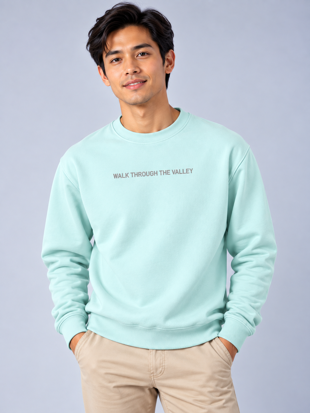 PS23 Embroidery Walk through the valley Essential Heavyweight Crewneck Sweatshirt