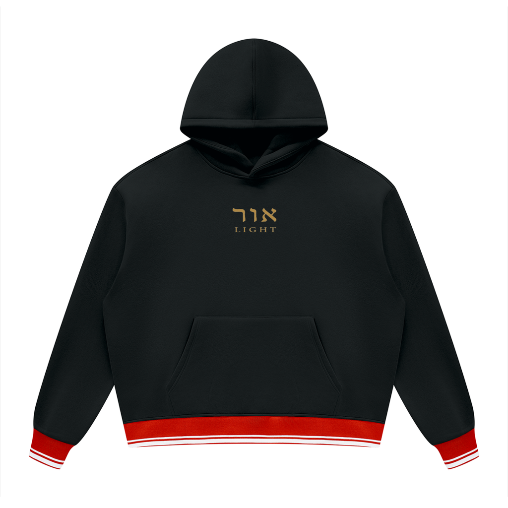 PS23 Hebrew Light Unisex Oversized Color Block Fleece Hoodie