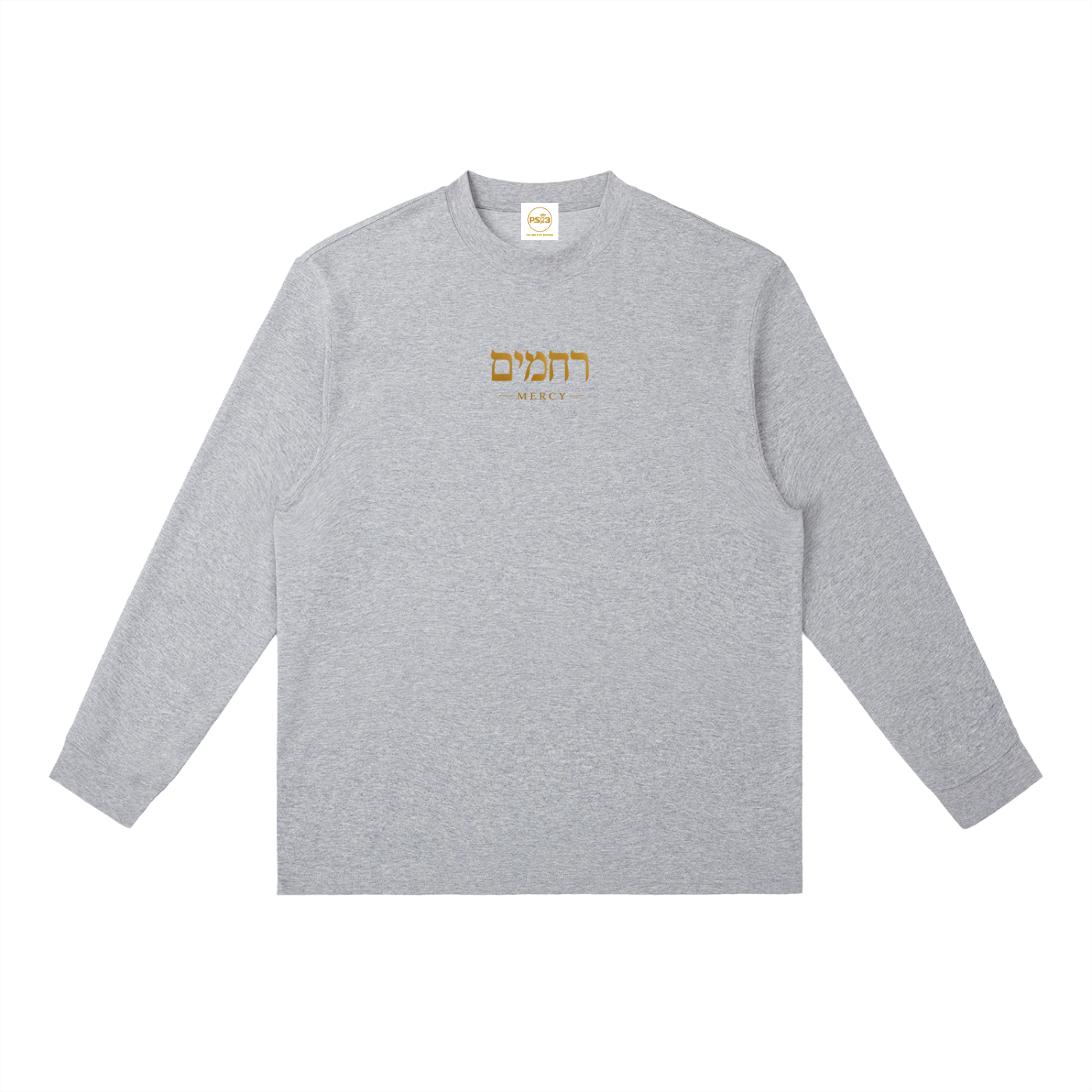 PS23 Hebrew Mercy Essential Crewneck Long-Sleeve T-Shirt