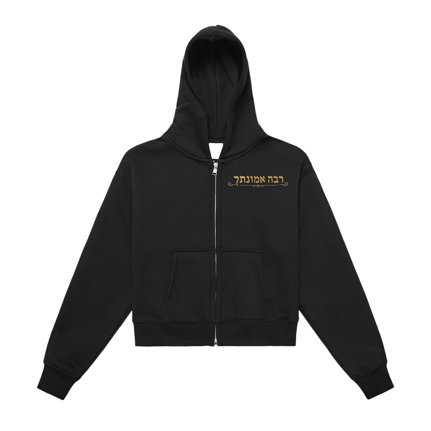 PS23 Women Hebrew Great is Thy Faithfulness Fleeced Zip-Up Cropped Hoodie