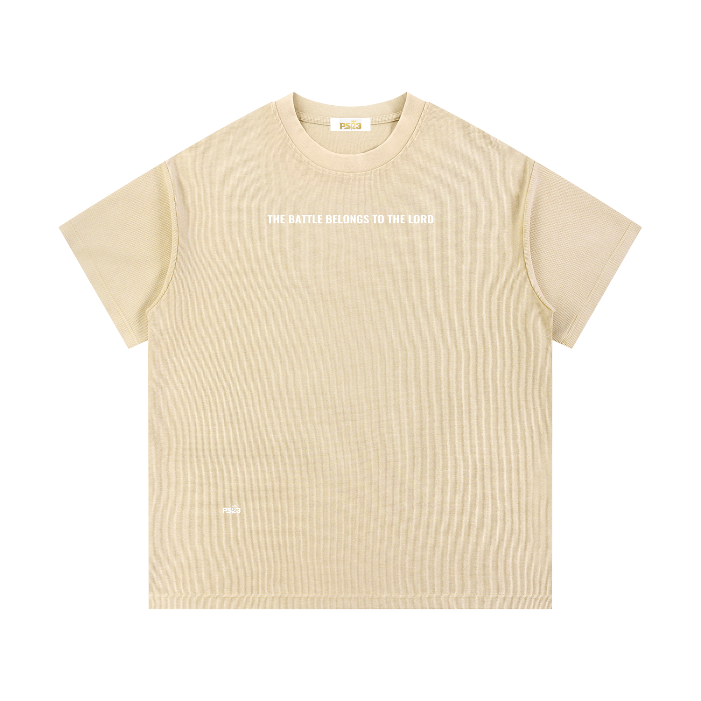 PS23 The battle belongs to The Lord Mineral Wash Waffle Knit T-Shirt