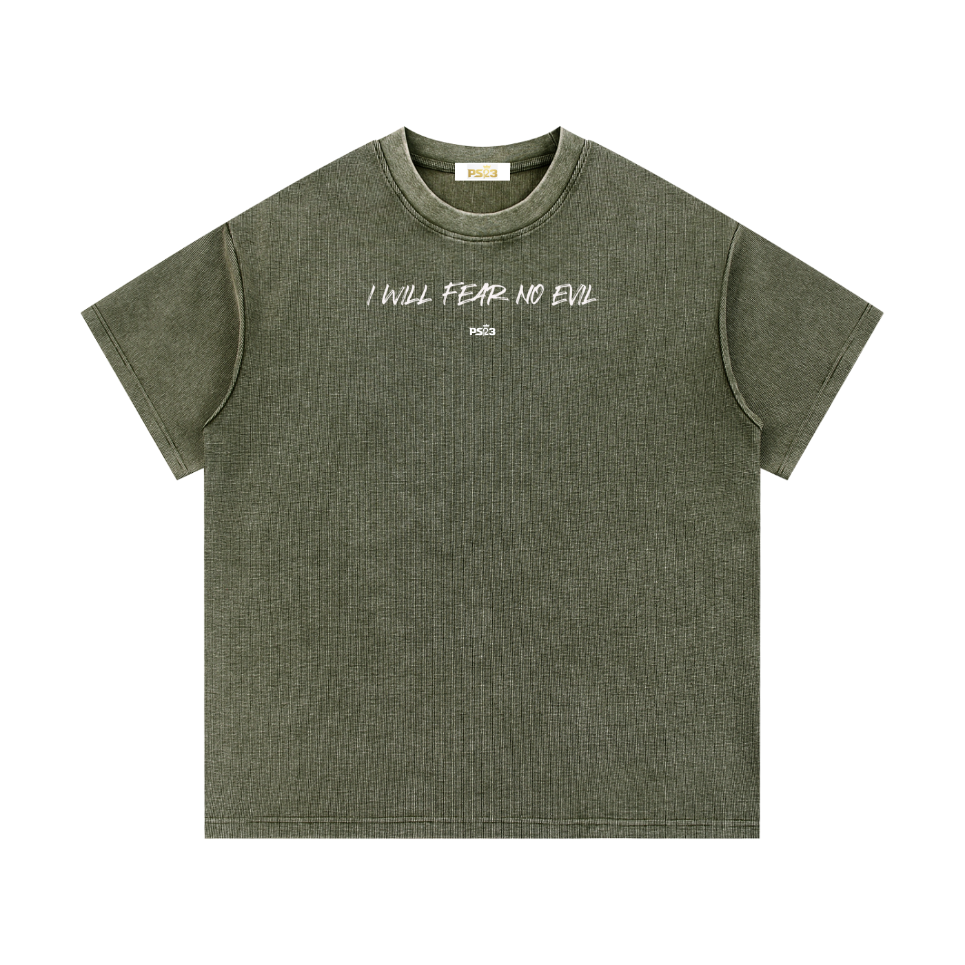 PS23 I will fear no evil Mineral Wash Waffle Knit T-Shirt